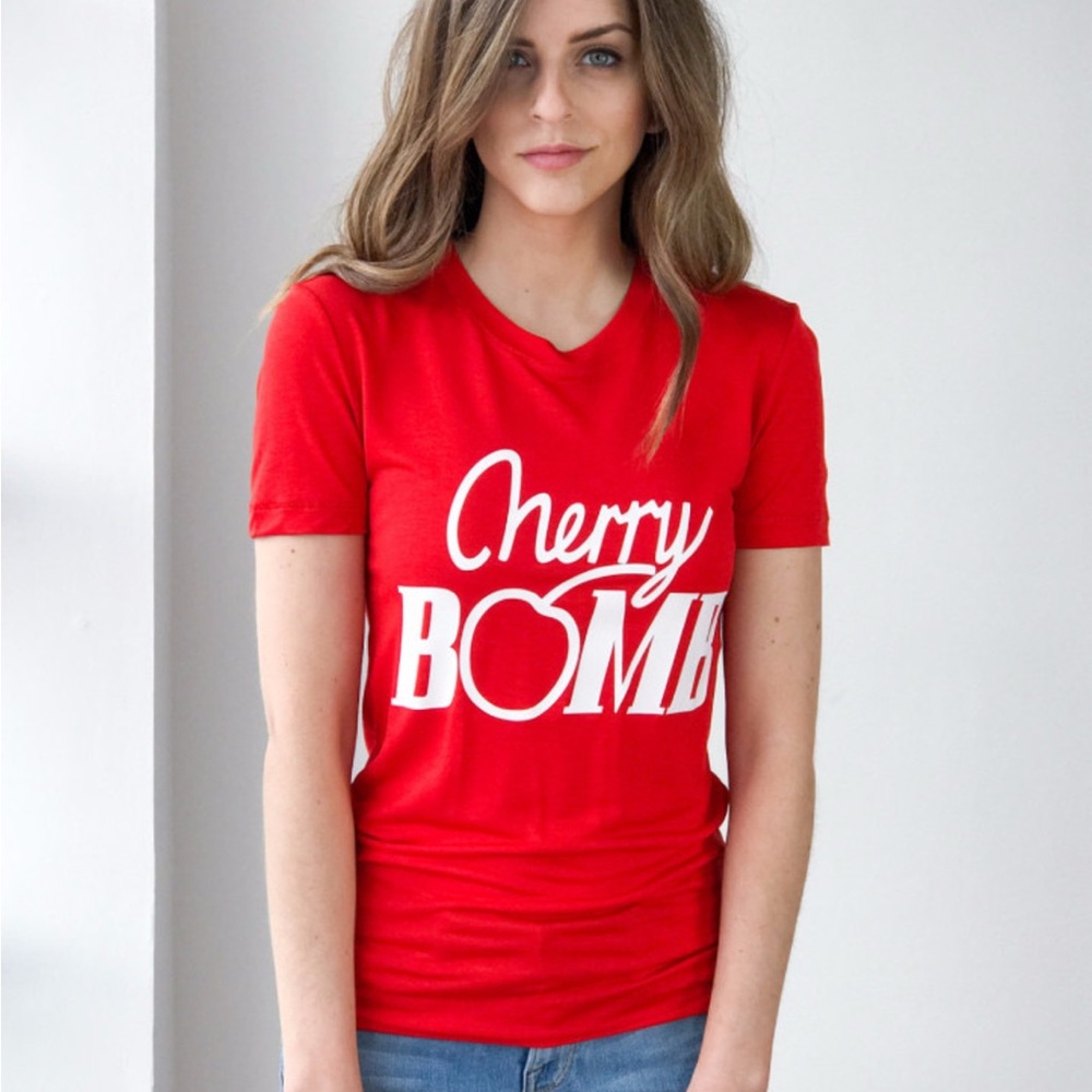 GANNI Cherry Bomb Tee T-shirt Linfield Lyocell Red size S